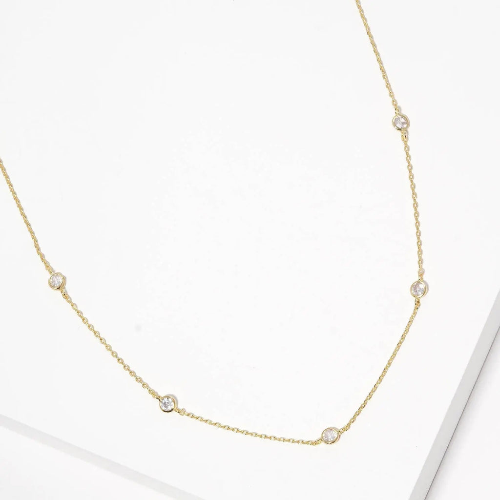 16 inch Gold Cubic Zirconia Gold Dipped Necklace - Sienna Roe