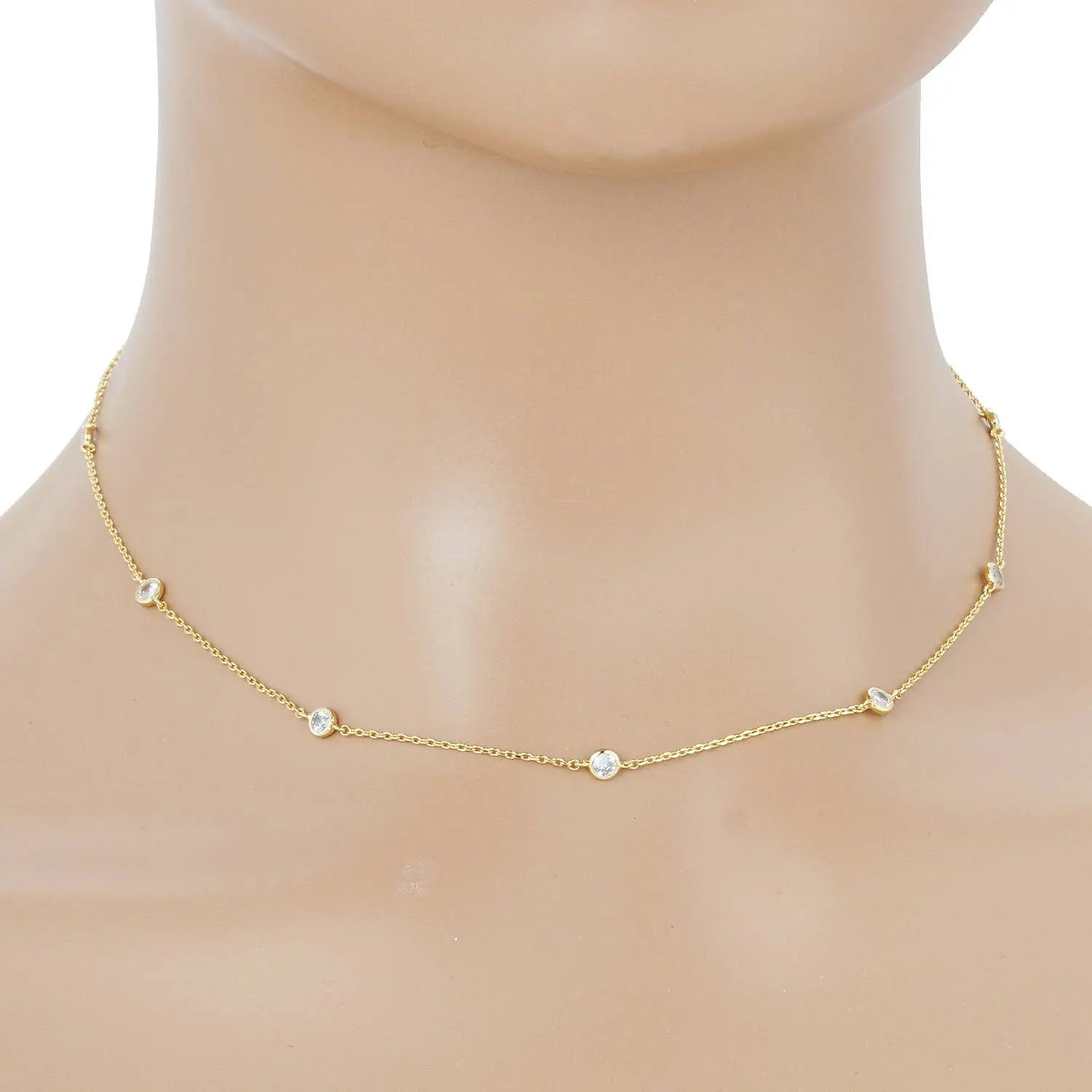 16 inch Gold Cubic Zirconia Gold Dipped Necklace - Sienna Roe