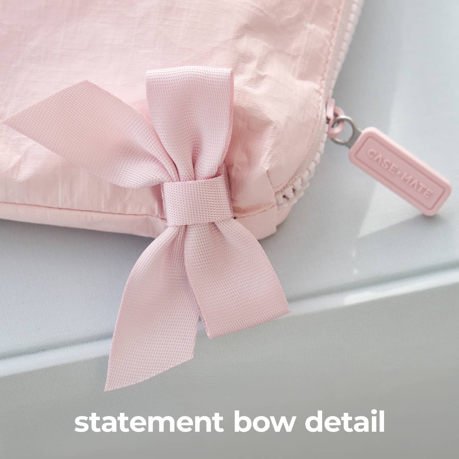 Case - Mate Ballet Pink Bow Crinkle Makeup Bag - Sienna Roe