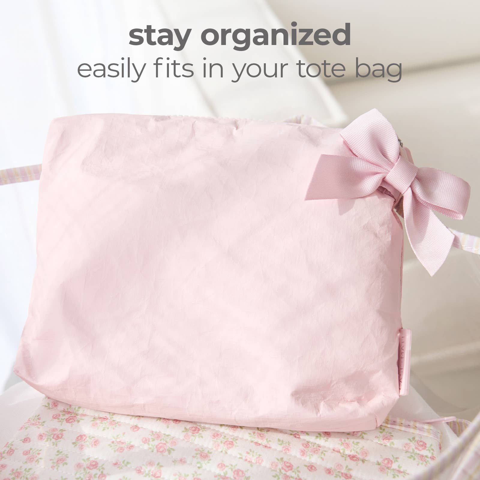Case - Mate Ballet Pink Bow Crinkle Makeup Bag - Sienna Roe
