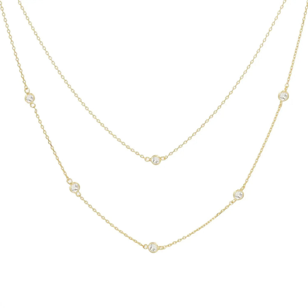 Cubic Zirconia Layered Gold Dipped Necklace - Sienna Roe